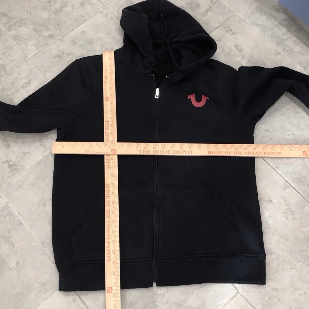 True Religion Buddha‎ Hoodie Men's Large Black Full Zip Graphic Streetwear Y2K